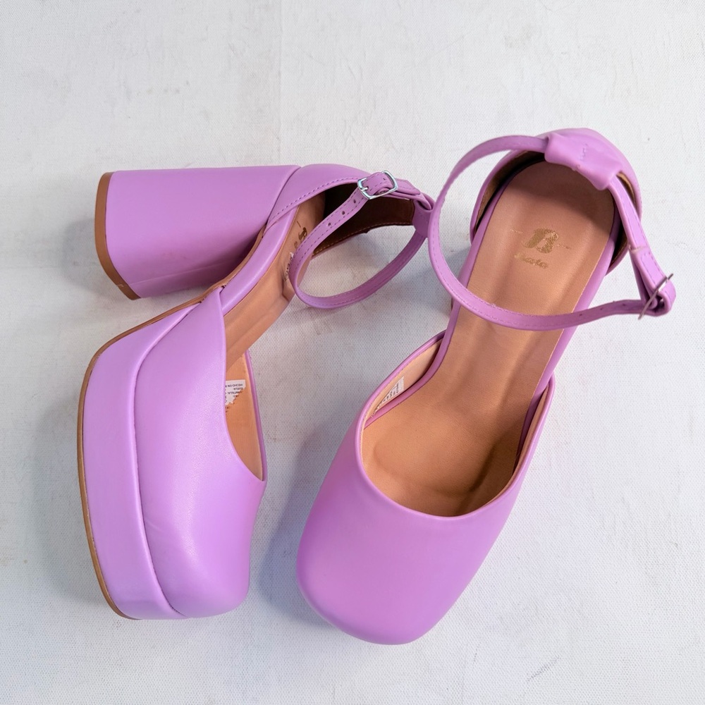 Bata purple chunky high heel sandals - Picture 6 of 11